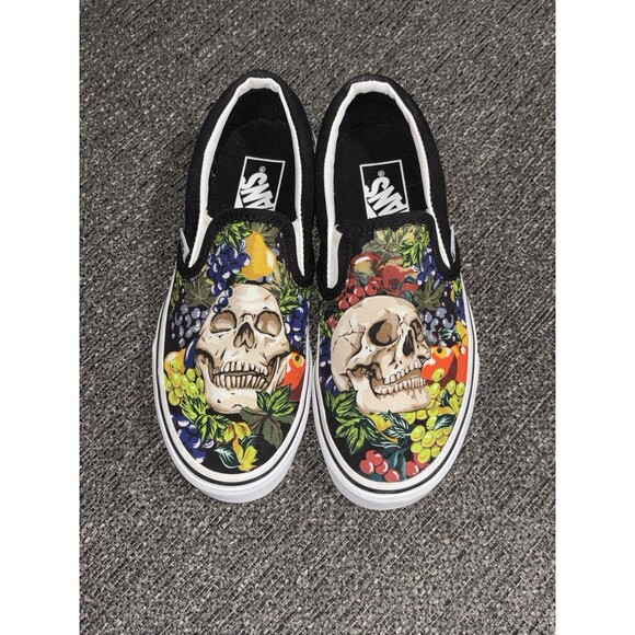 Vans Shoes - Vans Classic Slip-On Fruit Skull Black/White  Women’s Size 5.5 Men’s Size 4 NWOT